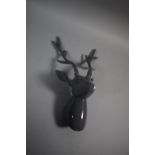 A Modern Grey Painted Wall Hanging Study of a Stags Head, 35cms High
