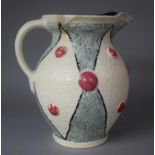 An Unusual Large Burleigh Ware "Moderne" Jug C.1950, Decorated with Reg, Grey and Black Enamels,