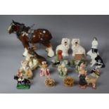 A Collection of Various Animal and Figural Ornaments to include Large Heavy Horse, Two Royal Doulton