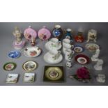 A Collection of Continental and English Ceramics to Include Pink Floral Painted Moon Flasks,