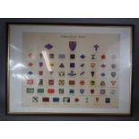 A Framed Picture of Military Formation Signs, 8th May, 1945, 72cms Wide