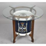 An Interesting Glass Topped Table with Central Support Housing Military Drum for Royal Engineers,