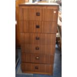 A Veneered Mid 20th Century Six Drawer Bedroom Storage Chest, 54.5cms Wide