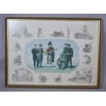 A Framed Military Print, 75cms Wide