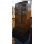 A Late 20th Century Three Shelf Glazed Cabinet with Bottom Cupboard and Central Store, 86cms Wide