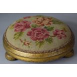 A Tapestry Topped Upholstered Circular Stool