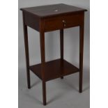 A Mahogany Occasional Table with Stretcher Shelf and Top Pull Out Drawer, 49cms Wide