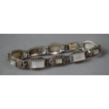 A Silver and Marcasite Mother of Pearl Bracelet, Marked 925