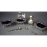 A Four Piece Silver Plated Condiment Set by Deakin and Sons, Sheffield