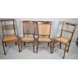 A Collection of Four 19th Century and Later Wicker Seated Mahogany Framed Side Chairs