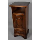 A Mid 20th Century Oak Bedside Cabinet with Drawer Base and Cabinet Front, 82cms High