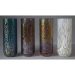 A Collection of Four Cylindrical Iridescent and Mottled Royal Brierley Glass Vases, Each 18cms High