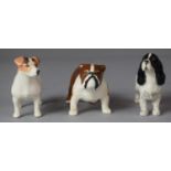 Three Beswick Dogs to include Spaniel, Bulldog, Terrier, Tallest 7cms High