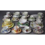 A Collection of Various Teacups and Saucers to Include Royal Worcester Golfing Pattern, 1887