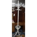 A White Painted Bent Wooden Coat and Hat Stand