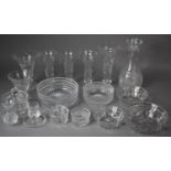 A Collection of Various Stuart Cut Glassware to Include Vases, Bowls, Lidded Pots Etc