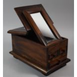 A Modern Wooden Vanity Chest, The Hinged Lid Revealing Inner Mirror, with Two Short and One Long