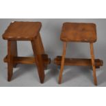 A Pair of Mid/Late 20th Century Oak Stools, Each 46cms High