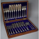 A Mahogany Cased Set of Fish Knives and Forks, Complete