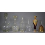 A Collection of Various Glassware to include Decanters, Gilt and Ruby Glass Vase, Continental