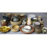 A Collection of Various Studio Pottery to Include Jersey Pottery, Jugs, Leaf Shaped Dishes, Planters