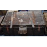 A Large Leather Trunk with Leather Straps, 87cms Wide