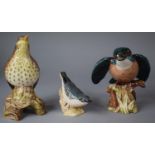 A Collection of Three Beswick Bird Ornaments to Include Nuthatch, Kingfisher Etc (Kingfisher Beak