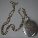 An Engraved Silver Locket, Hallmarked for London 1974 on 925 silver Chain