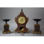 An Early 20th Century French Boulle Work Mantel Clock, Having Brass Dial and Enamel Roman