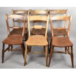 A Set of Six 19th Century Harlequin Elm Kitchen Chairs