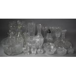 A Collection of Various Good Quality Glassware to Include Two Heavy Cut Glass Stuart Vases, Ships