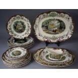 A Masons Leeds 1878 Pattern Dinner Service to Comprise Three Graduated Meat Plates, Jug, Small