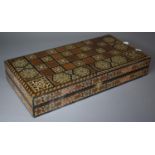 A Micromosaic Wooden Folding Games Box, The Exterior as a Chess Board and Interior as Backgammon,