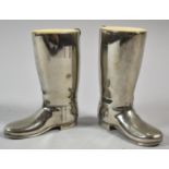 A Pair of Novelty Silver Plated Spirit Measures in the Form of Riding Boots, 9cms High