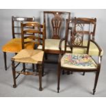 A Collection of Five various 19th Century and Later Chairs to include Pierced Splat Back Armchair,
