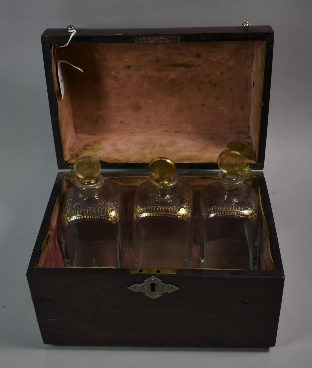 A Georgian Mahogany Domed Topped Decanter Box/Tantalus for Restoration, Containing Three Glass - Image 2 of 4