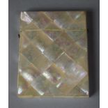 A 19th Century Mother of Pearl Card Case with Hinged Lid, 10x8cms High