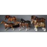 A Collection of Horse Ornaments to include Country Artists Country Legend "Suffolk Punch in the Cart
