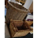 A Large Wicker Basket together with Two Graduated Rectangular Examples