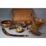 A Collection Of Treen to Include Australian Boomerang, Carved African Bowl, Souvenir Micromosaic