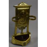 A Brass and Iron Stick Stand with Pierced Decoration Housing Maiden Design, 30cms High