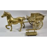 A Cast Brass Study of Horse and Cart, 40cms Wide