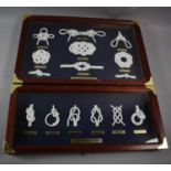 Two Nautical Reproduction Wooden and Brass Mounted Dioramas, The Mariners Knots, The Largest 31cms