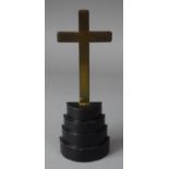 An Early/Mid 20th Century Brass Crucifix on Stepped Tapered Base