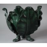A Cast Iron Green Painted Bowl/Centrepiece on Tripod Footed Support, 17cms High