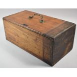 A Late 19th Century Hinged Lidded Box with Top Brass Handle and Lock Escutcheon, 44x22x18cms High