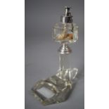 An Art Deco Glass and Silver Mounted Table Cigar Lighter, 15.5cms High