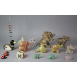 A Collection of Various Items to Include Glass Duck Paperweight, Glass Ladybug Figures, Stoneware
