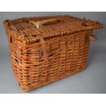 A Wicker Hamper with Hinged Lid, 43cms Wide