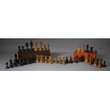 A Collection of 19th Century and Later Wooden Chess Pieces to include Examples having Crown Mark